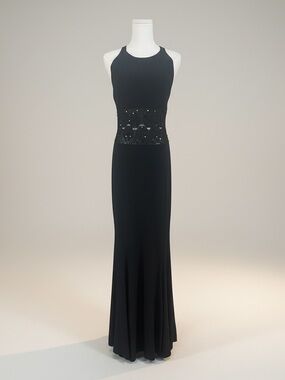 Avery Black Maxi Gown with Beaded Waistband